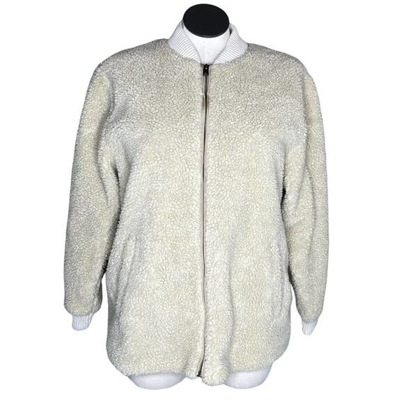Abercrombie & Fitch Teddy Deep Pile Sherpa full zip Jacket womens XL - Picture 1 of 10